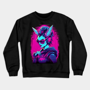 Synthwave Seduction: Retro Succubus Demon Crewneck Sweatshirt